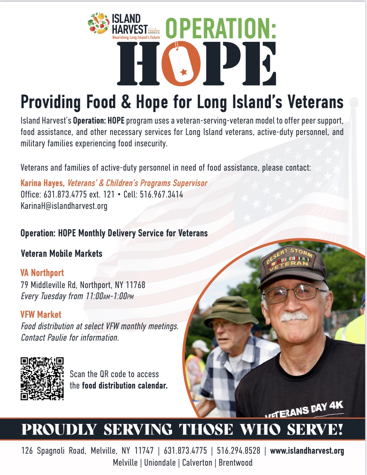 Island Harvest Operation: HOPE veterans services flyer