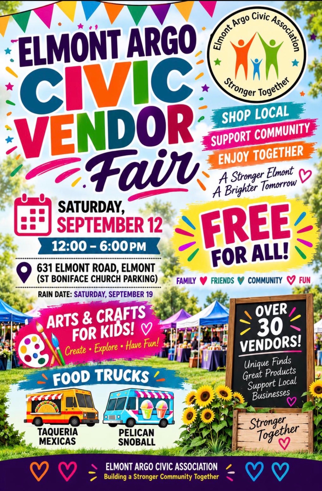 Argo Civic Vendor Fair flyer for Saturday, September 12, 2026
